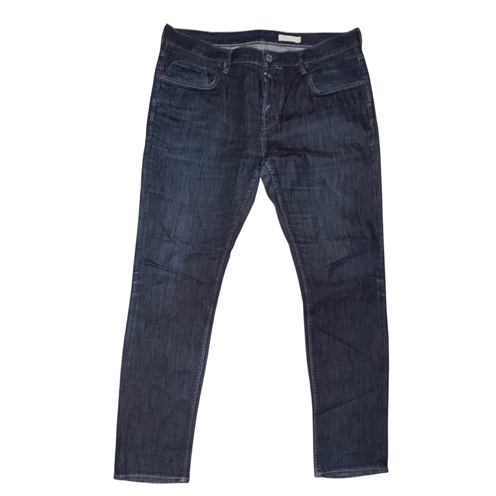 AllSaints Rex Slim Fit Jeans Button Fly Dark Indigo Denim Edgy Urban 36 Blue
